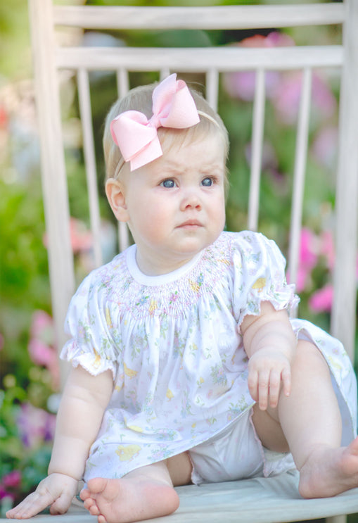 Easter Floral Hand Smocked Bishop Pima Cotton - Little Threads Inc. Children's Clothing