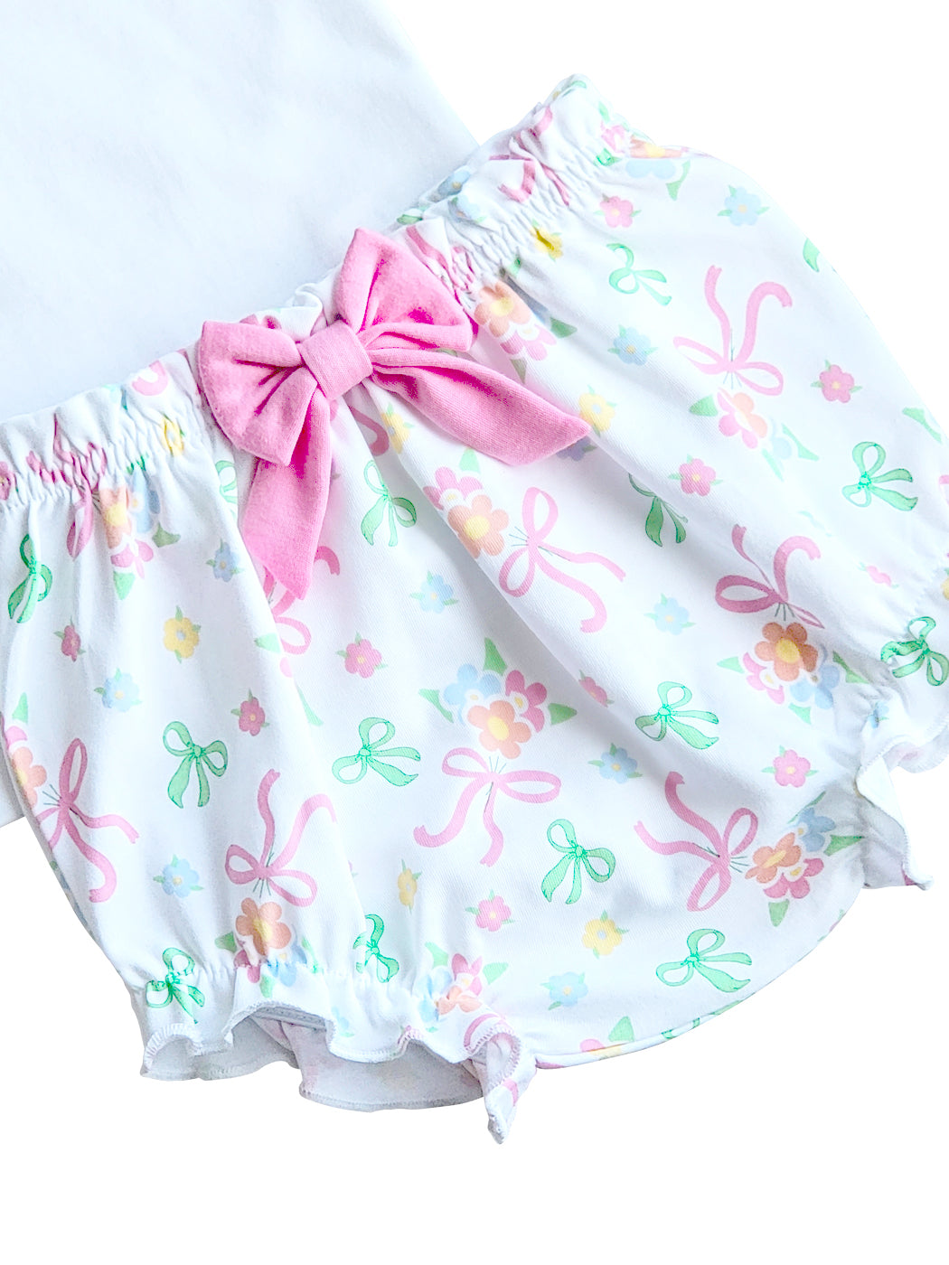 Bows and Flowers Baby Girl Diaper Set Pima Cotton - Little Threads Inc. Children's Clothing