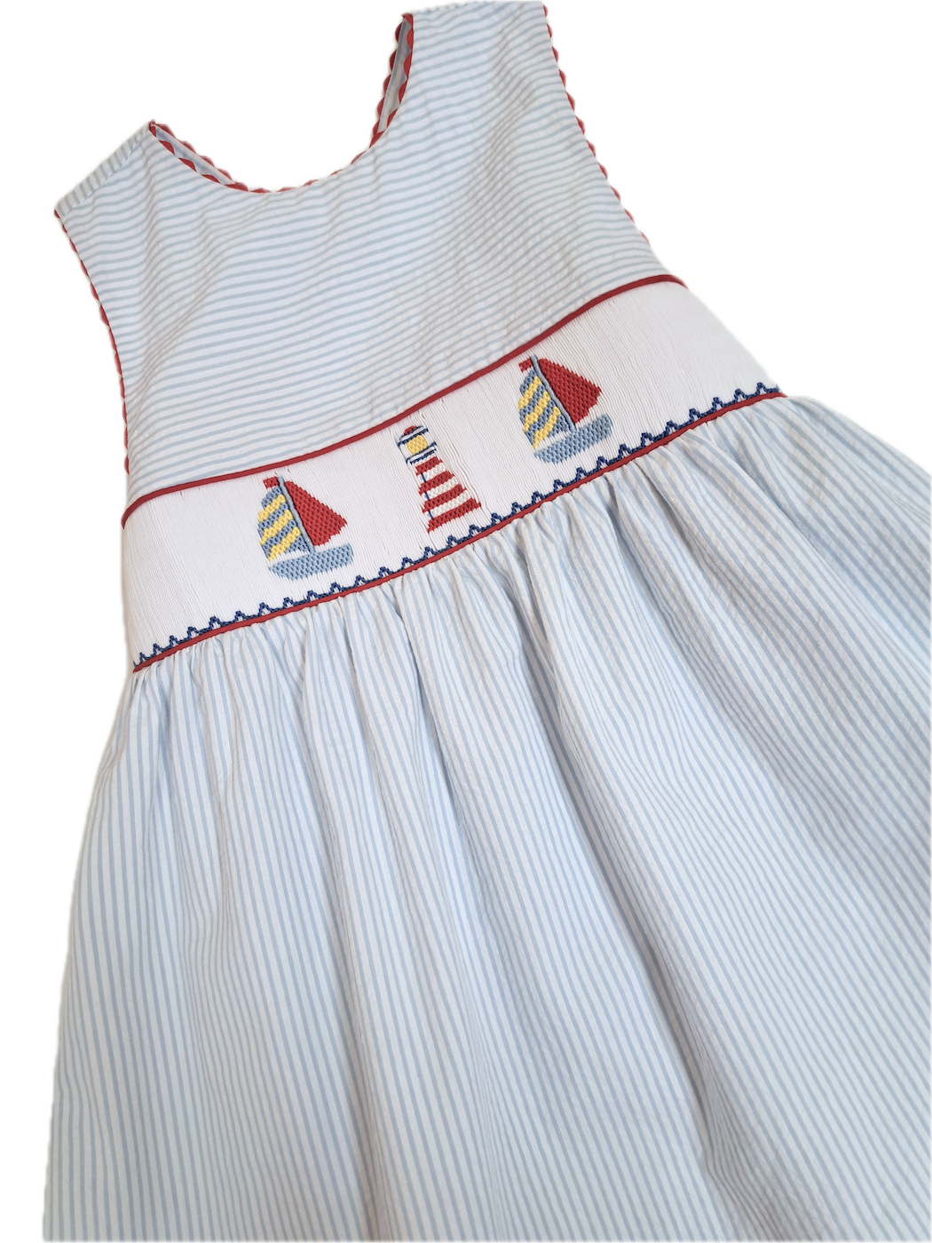 Girl's Hand Smocked Sailboat Dress