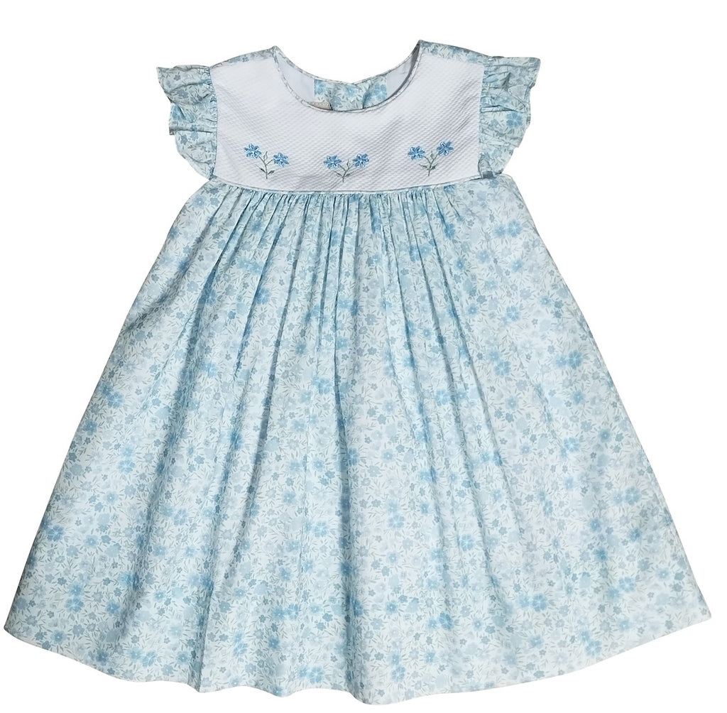 "Carly and Ronnie" Blue Flowers Print Girl's Float Dress