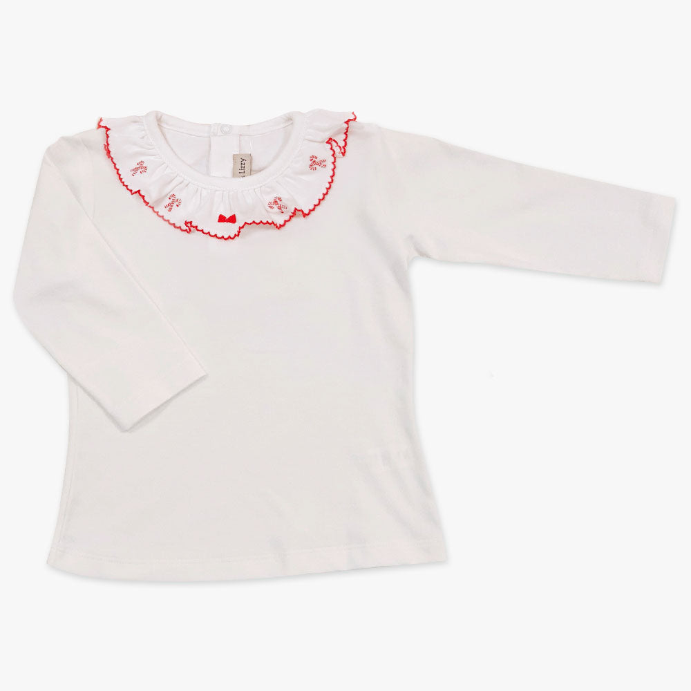 Candy Cane ruffle Pima Cotton girls top - Little Threads Inc. Children's Clothing